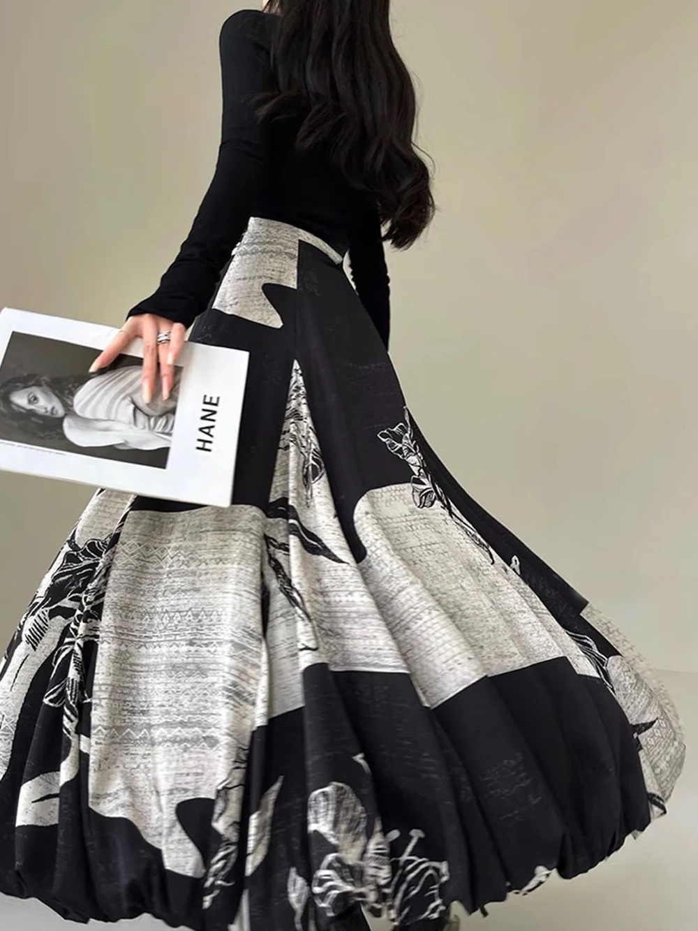 Commense Bud Waist Side-Zipper Midi Skirt M - Picture 4 of 5